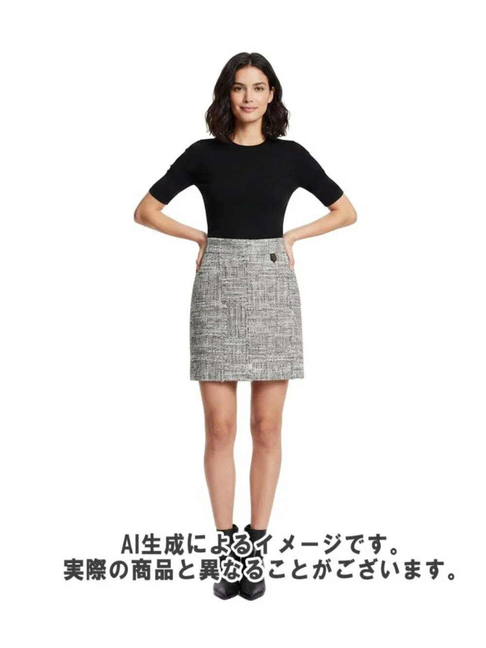 Louis Vuitton Mini Skirt Tweed Logo Zipper Charm 36